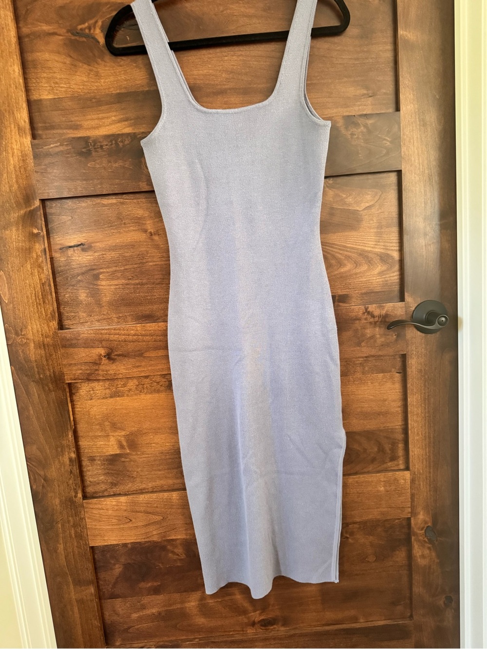 Dusky Blue Bodycon Knit Tank Midi Dress